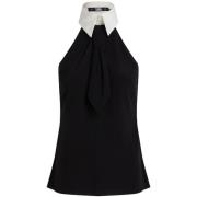 TOP SM Zwart Witte Kraag Karl Lagerfeld , Black , Dames