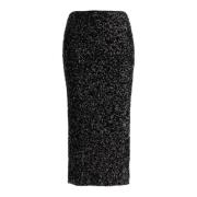 Sequin Midi Rok met Achter Split Rotate Birger Christensen , Black , D...