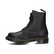 Zwarte Leren Front Zip Laarzen Dr. Martens , Black , Dames