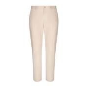 Tapered Katoenen Chino met Logo Plaque Dolce & Gabbana , Beige , Heren