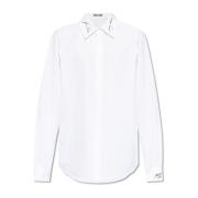 Katoenen shirt met geborduurd logo Balmain , White , Heren