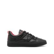 Zwarte Leren Sneakers Paneelontwerp Ferrari , Black , Heren