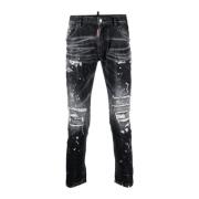 Logo Achter Jeans Dsquared2 , Black , Heren