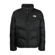 Zwarte Gewatteerde Logo Print Jas The North Face , Black , Heren