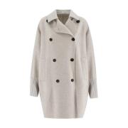 Kasjmier Dubbele Jas met Juweeldetail Brunello Cucinelli , White , Dam...