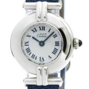 Pre-owned Leather watches Cartier Vintage , White , Dames