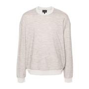 Mélange Crew Neck Sweater Grijs Giorgio Armani , Gray , Heren