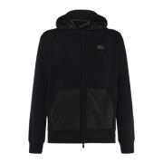 Zwarte Zip Hoodie met Zakken MC2 Saint Barth , Black , Heren