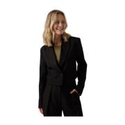 Geknipte Blazer met Enkele Knoopsluiting Aaiko , Black , Dames