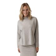 Grijze Oversized Trui met Hoge Hals Drykorn , Gray , Dames