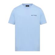 T-shirt met geborduurd logo Etro , Blue , Heren