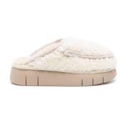 Witte Shearling Muiltjes Mou , White , Dames