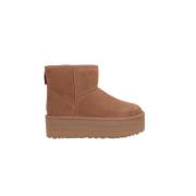 Bruine Suède Flatform Laarzen met UGGplush™ UGG , Brown , Dames