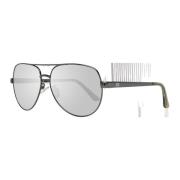 Gunmetal Aviator Zonnebril met Spiegelglazen Guess , Gray , Heren