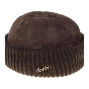 Suede Gebreide Beanie Hoed Borsalino , Brown , Heren