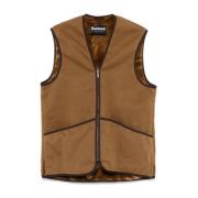 Bruine Gebreide Vest met Nepbont Voering Barbour , Brown , Heren