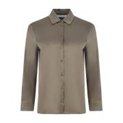 Zijden Stretch Shirt Puntkraag Max Mara , Beige , Dames