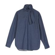 Chambray Katoenen Blouse met Pistagna Kraag Barena Venezia , Blue , Da...