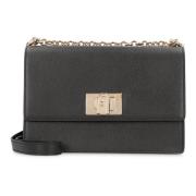 Korrelig Leren Crossbody Tas Furla , Black , Dames