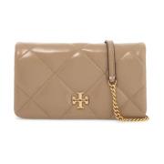 Gewatteerde Mini Schoudertas met Dubbele T Detail Tory Burch , Beige ,...