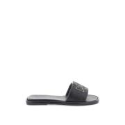 Leren Double T Slides Tory Burch , Black , Dames