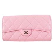 Pre-owned Leather wallets Chanel Vintage , Pink , Dames