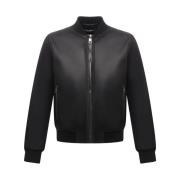 Zwarte Leren en Shearling Jas Dolce & Gabbana , Black , Heren