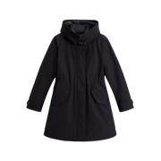 Zwarte 3-in-1 gewatteerde jas met capuchon Woolrich , Black , Dames