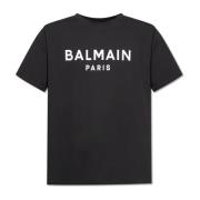 T-shirt met bedrukt logo Balmain , Black , Heren