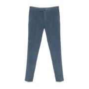 Blauwe Corduroy Logo Broek Slim Fit Incotex , Blue , Heren