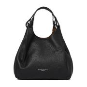 Zwarte Dubbele Graan Leren Schoudertas Gianni Chiarini , Black , Dames