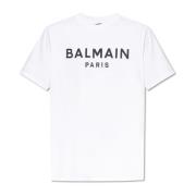 T-shirt met bedrukt logo Balmain , White , Heren