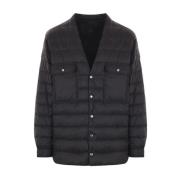 Zwarte Nylon V-hals Jas Rick Owens Moncler , Black , Heren