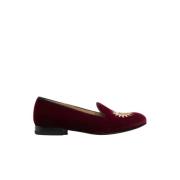 Jordan Geborduurde Velvet Pantoffels Scarosso , Red , Dames