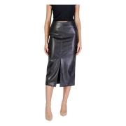 Zwarte polyester rok met rits Ichi , Black , Dames