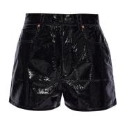 Nep Leren Shorts Casablanca , Black , Dames