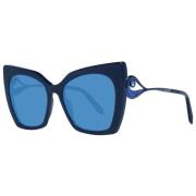 Blauwe Dames Zonnebril Vlinder Stijl Swarovski , Blue , Dames