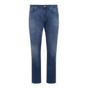 Denim Jeans met Leren Logolabel Emporio Armani , Blue , Heren