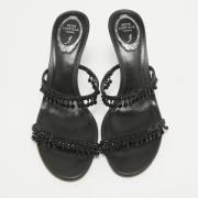 Pre-owned Satin sandals René Caovilla Pre-owned , Black , Dames