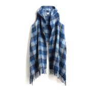 Geruite Hooded Alpaca Sjaal Woolrich , Blue , Dames