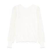 Witte Gebreide Trui met Kantmouwen Twinset , White , Dames