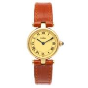 Pre-owned Leather watches Cartier Vintage , Yellow , Dames