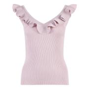 Geribbelde tanktop met ruches Zimmermann , Purple , Dames