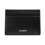 Leren kaarthouder Jil Sander , Black , Dames