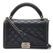 Pre-owned Leather chanel-bags Chanel Vintage , Blue , Dames