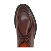 Bruin Leren Derby Platte Schoenen Santoni , Brown , Heren