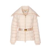 Perzik Donsjack met Brede Kraag Elisabetta Franchi , Beige , Dames