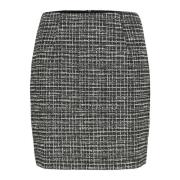 Elegante Boucle Check Rok Cream , Multicolor , Dames