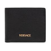 Leren portemonnee Versace , Black , Heren