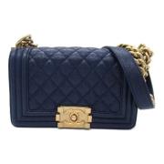 Pre-owned Leather crossbody-bags Chanel Vintage , Blue , Dames